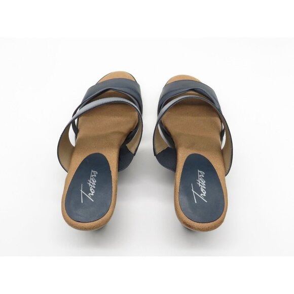 Trotters Womens Navy Blue Heeled Sandals 10 Leather Upper NEW - Picture 3 of 7